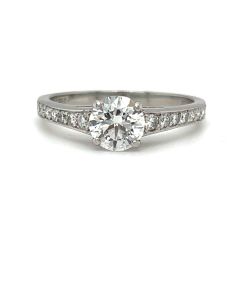 Pre-Owned Platinum 0.90ct Solitaire and 0.26ct Diamond Shoulder Ring