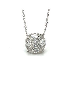 9ct White Gold Mixed-Cut 0.50ct Diamond Cluster Pendant
