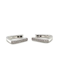 18ct White Gold 0.08ct Diamond Hinged Huggie Earrings