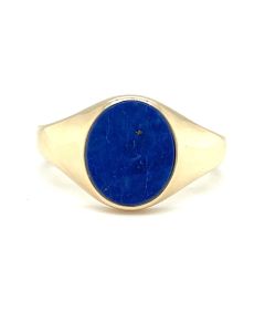 Pre-owned 9ct Yellow Gold Oval Lapis Signet ring