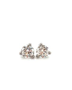 18ct White Gold 1.01ct Diamond Solitaire Stud Earrings