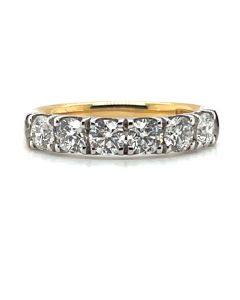 18ct Yellow and Platinum 1.14ct Diamond Six-Stone Half Eternity Ring 