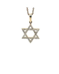 9ct Yellow Gold Star of David Diamond pendant and chain