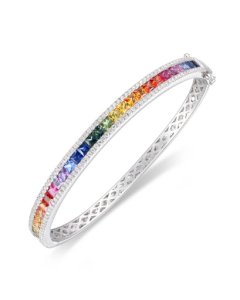 18ct White Gold Sapphire and Diamond Bangle