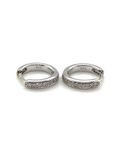 9ct White Gold 0.096ct Diamond Hoop Earrings