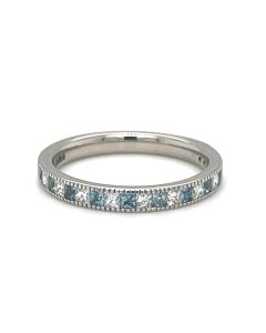 Platinum 0.23ct Aquamarine and 0.25ct Diamond Half Eternity Ring