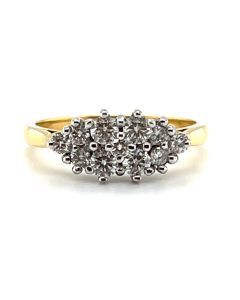 18ct Yellow and White Gold 0.47ct Diamond Boat Cluster Ring 