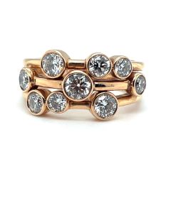 18ct Rose Gold 1.68ct Diamond Nine-Stone Bubble Ring