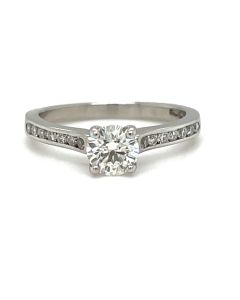  Preowned Platinum 0.54ct Diamond Solitaire Ring with Diamond set Shoulders 
