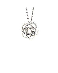 18ct White Gold Diamond Knot Pendant and chain