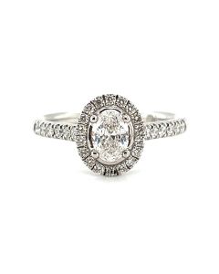 Platinum 0.84ct Diamond Halo Ring