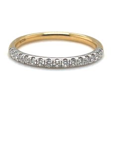 18ct Yellow Gold & Platinum 0.22ct Diamond 15 stone half eternity ring