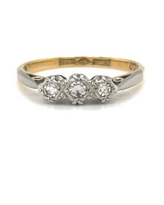 Pre-Owned 18ct Yellow Gold and Platinum Diamond 3 Stone Ring