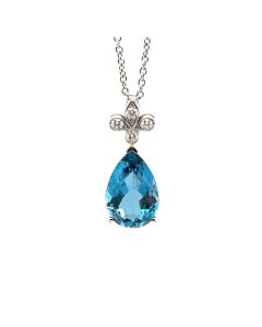 18ct White Gold Blue Topaz and Diamond necklace