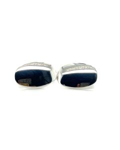 Silver Plain Oval Bombe Bar Cufflinks