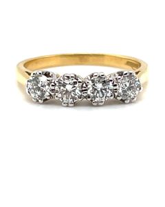 18ct Yellow and White Gold 0.69ct Diamond Four-Stone Half Eternity Ring  