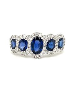 18ct White Gold 1.49ct Blue Sapphire and 0.31ct Diamond Ring