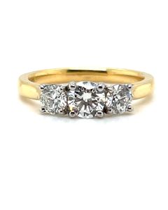 18ct Yellow & White Gold 1.01ct Diamond G VS2 Three Stone Ring