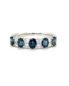 18ct White Gold 0.95ct Sapphire and 0.28ct Diamond 13 Stone Ring