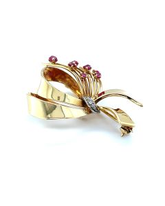 Pre-owned 18ct Yellow Gold Bow and Spray Brooch