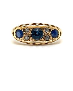 Pre-Owned 18ct Yellow Gold Sapphire and Diamond Seven-Stone Ring 