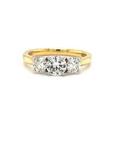 Pre-Owned 18ct Yellow and White Gold 1.15ct Three-Stones Diamond Ring