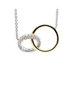 18ct Yellow and White Gold 0.61ct Diamond Pendant with Chain