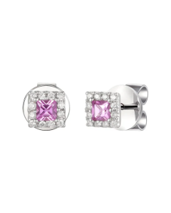 18ct White Gold 0.22ct Sapphire and 0.12ct Diamond Cluster Earrings