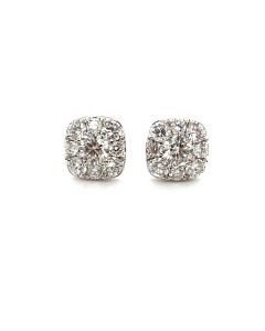 18ct White Gold 0.75ct Diamond Cluster Earrings