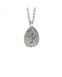18ct White Gold 0.45ct Diamond Cluster Pendant and Chain