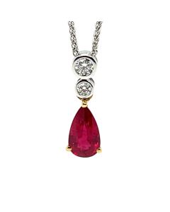 18ct Yellow & White Gold Ruby and Diamond pendant and chain