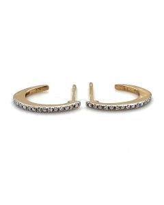 9ct Yellow Gold 0.05ct Diamond Crescent Earrings