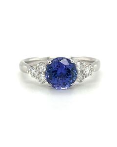 18ct White Gold 1.40ct Tanzanite and 0.30ct Diamonds 7 Stone Ring