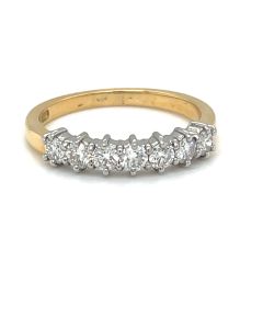18ct Yellow Gold/ Platinum Diamond 7 stone half eternity ring