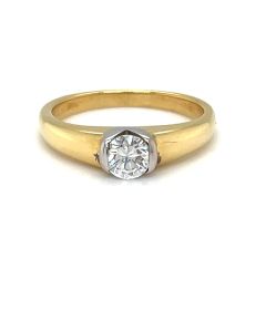 Preowned 18ct Yellow  and White Gold 0.37ct Diamond Solitaire Ring