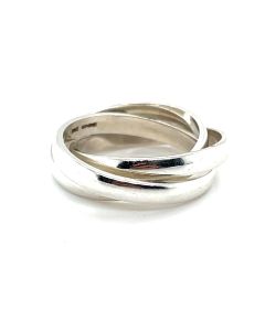 Silver Russian Three Row Interlock Ring