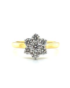 18ct Yellow and White Gold 0.79ct Diamond Cluster Ring