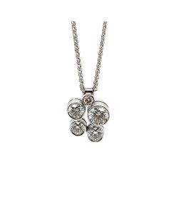 18ct White Gold Diamond 5 Stone Bubble Pendant and chain