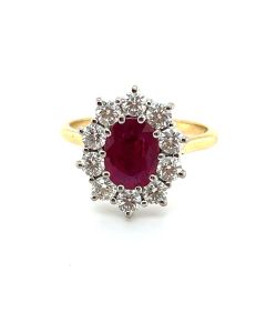 18ct Gold 1.41ct Ruby & 0.88ct Diamond Cluster Ring