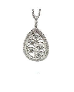 18ct White Gold Diamond pear floating pendant