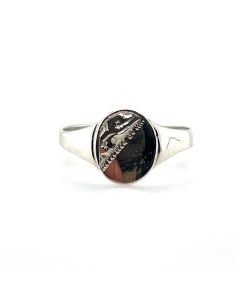 Silver Oval Heard Signet Ring