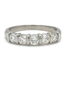 Platinum Diamond 5 stone half eternity ring