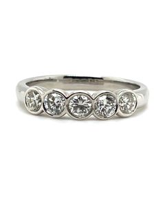 Pre-Owned Platinum 0.85ct Diamond Five-Stone Half Eternity Ring 