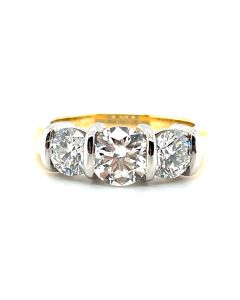 18ct Yellow Gold and Platinum 2.03ct Three-Stone Diamond Ring