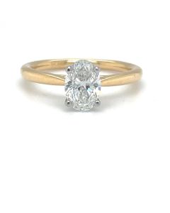 18ct Yellow Gold and Platinum 1.01ct Solitaire Diamond Ring