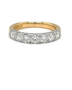 18ct Yellow Gold and Platinum Diamond 0.90ct half eternity ring