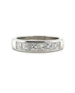 Pre-Owned Platinum 1.11ct Diamond Six-Stone Half Eternity Ring