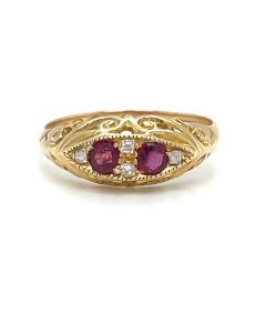 Pre-Owned 18ct Yellow Gold Ruby and Diamond Dress Ring