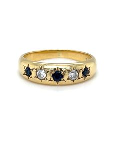 Pre-owned 18ct Yellow Gold Sapphire & Diamond 5 Stone ring