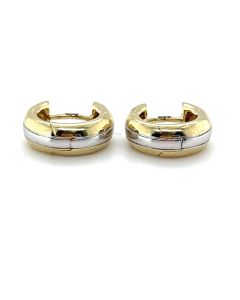 9ct Yellow and White Gold 13mm Huggie Earrings